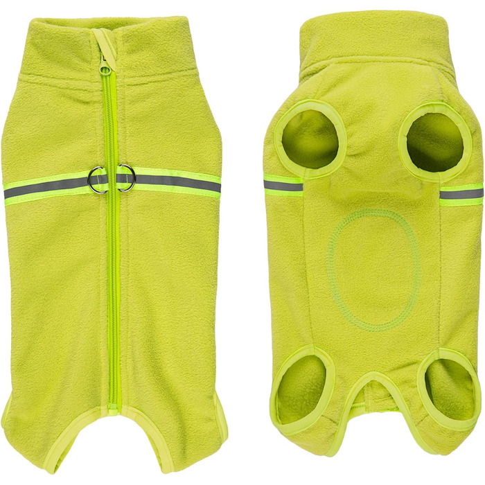 Теплий зимовий пуловер для собак з флісу та світловідбиваючою жилеткою (зелений, XXL)