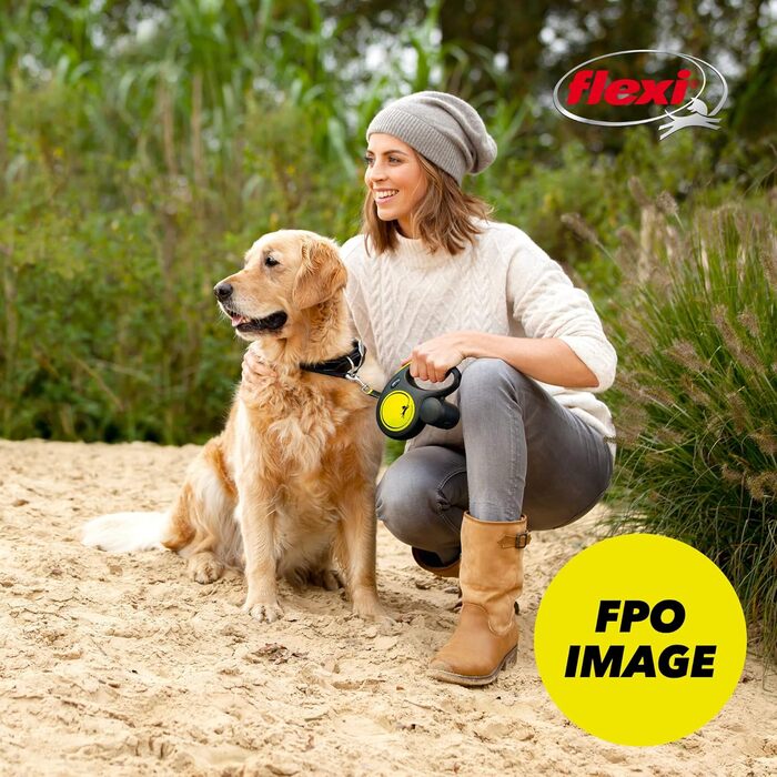 Flexi USA Giant неонова автоматична повідок-рулетка для собак до 50 кг, 8 м, чорний/неоновий, міцна, не заплутується