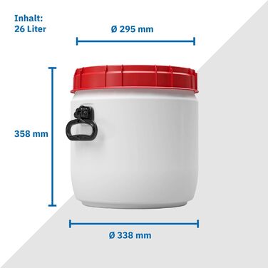 Контейнер для корму тварин DIE BOX FABRIK 26 л з кришкою і лопаткою, широке горло, HDPE, міцний, зручні ручки