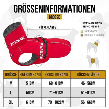 OneTigris STORMWALL Водонепроникний дощовик для собак з регульованою довжиною спини, флісовою підкладкою, світловідбиваючими елементами та коміром з хутра для прогулянок на природі, середніх та великих собак, L (XL:39-64кг, червоний)
