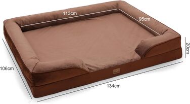 Ортопедичне ліжко для собак великих порід, ергономічне диван-лежанка з піною у формі яйця, водонепроникне, неслизьке, 134x106 см, сіро-коричневий колір