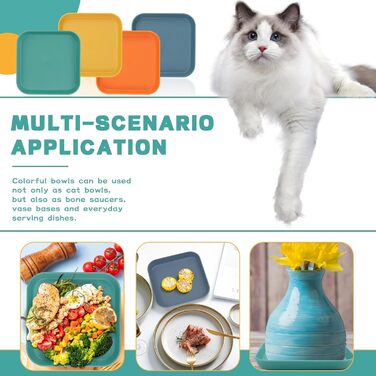 Набір мисок для котів GMMG, 6 шт. з кераміки, плоскі, квадратні