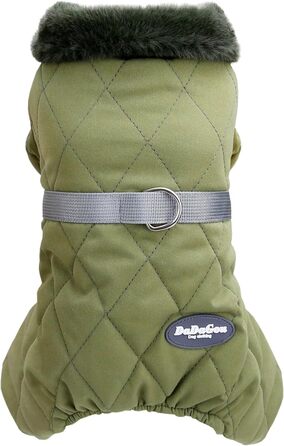 Зимовий теплий верхній одяг для собак Izefia: куртка-комбінезон для собак з бавовни, захист від снігу, для маленьких та середніх собак, XXL (довжина спини: 37 см), зелений