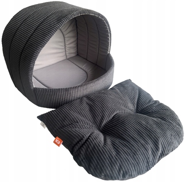 Лежанка-будиночок для собак та котів, графітовий сірий вельвет, розмір L