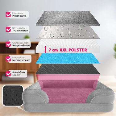 Ортопедичне ліжко для собак tectake® з Memory Foam, велике та середнє, м'яке та миється, 94 x 72 x 18 см