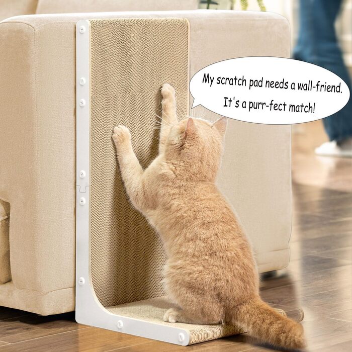 Кігтеточка для котів Conlun, L-подібна, 58 см, білий колір, для захисту меблів