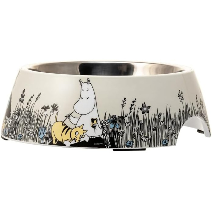 Миска для корму Muurla Moomin з меламіну та нержавіючої сталі, сіра (ØxH) 22 x 6,8 см