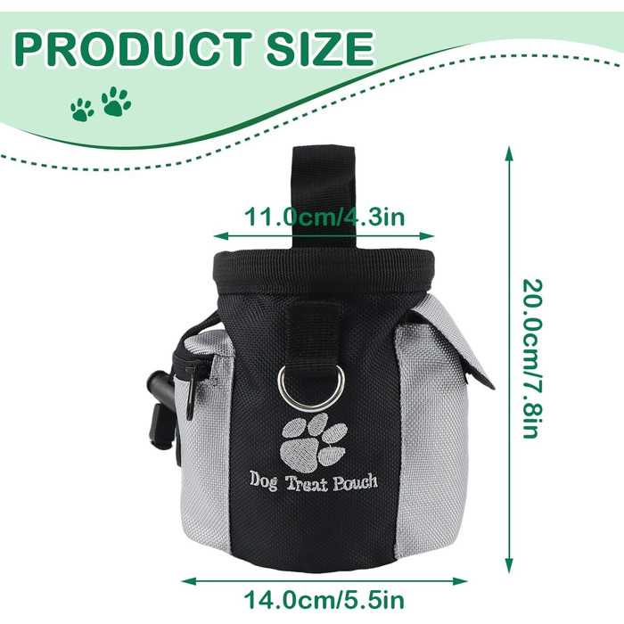Сумка для ласощів для собак FERCAISH, сумка для корму, сумка для тренування собак Oxford, сумка для тренування собак з вільною рукою, сумка для ласощів з інтегрованим диспенсером для відходів для собак