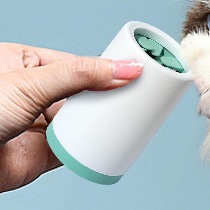 Очищувач лап для собак - мийка лап без розливання | Очищувач лап, глибоке очищення, м'які щітки для ефективного видалення бруду, зелений (Small)