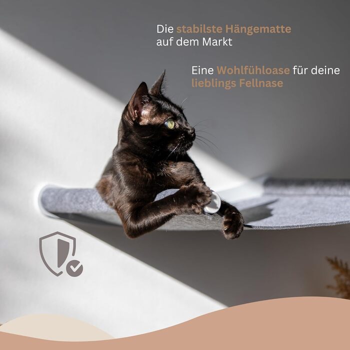 Кігтеточка-гамак для котів AZANO® XL з металу | Дизайнерська стіна для лазіння котів | Гамак для котів на стіну | великий та стабільний (Сірий) AZANO-Сірий