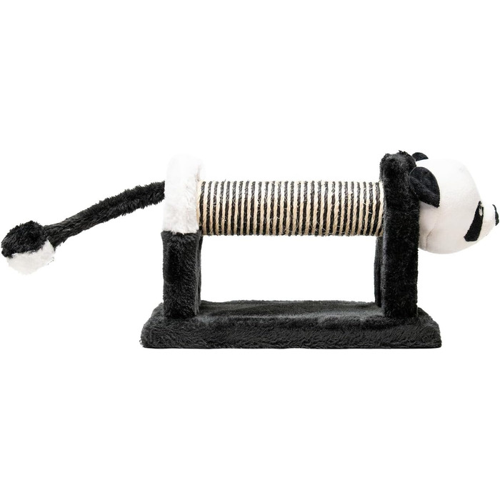 Дряпак для котів з сизалю та плюшу в формі панди, 56 x 18 x 18 см, чорний