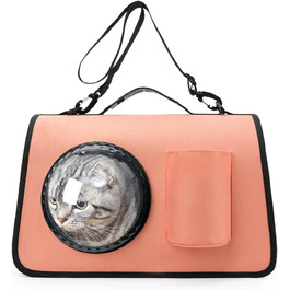 PETCUTE Транспортна сумка для собак та котів, складана, дихаюча, з регульованим плечовим ременем, знімний килимок, схвалена авіакомпаніями (Рожева)