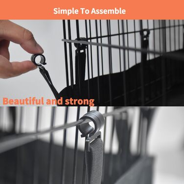 Захист для собачого вольєра Zuisfau, сітчаста верхня частина, сумісний з 61 см, 8 панелей, металевий вольєр, чорний, з гачками. (Тільки захист, вольєр не входить до комплекту)