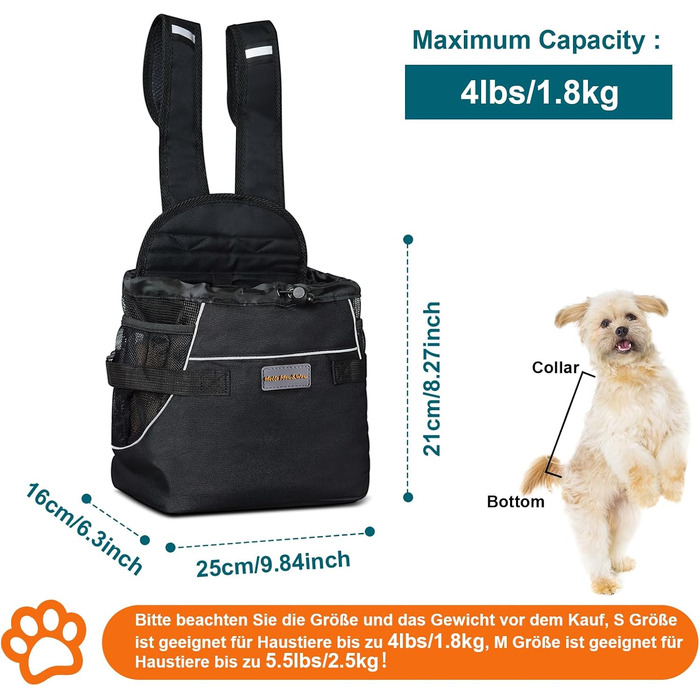 Рюкзак для кота/маленького собаки: зручний переносник для тварин з великою кишенею, безпека та комфорт, блакитний (S, чорний)