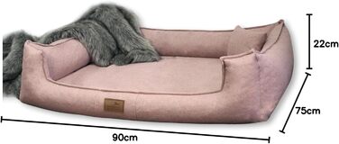Ортопедичне собаче ліжко Tierlando® Goofy Couture з захистом для матраца, знімний чохол з меблевої тканини, для собак середніх та великих порід, 90x75 см, колір: пудрово-рожевий