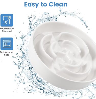 Антислизька годівниця для собак, Slow Feeder, кераміка, Ø 20.5 см, для середніх та великих собак, миюча, безпечна для їжі (біла)