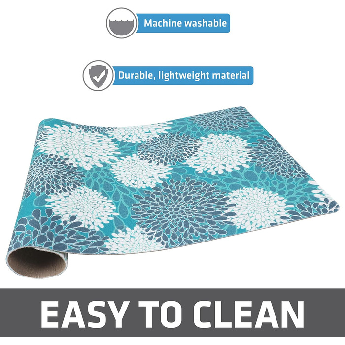 Підкладка під миску для собак та котів Drymate, поглинаюча тканина, водонепроникна основа, неслизька, придатна для прання в пральній машині, міцна, 30,5 x 50,8 см, колір 'Індійське літо Туркіс'