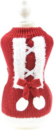 Теплий зимовий пуловер для собак Muyaopet на Різдво, червоний, для маленьких та середніх собак, такса, розмір M (обхват грудей 40 см)