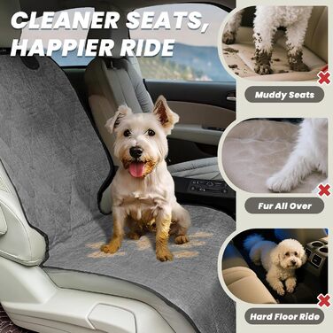 Авточохли на сидіння для собак VIVAGLORY, універсальні, степвані, 600 Denier Oxford, для більшості авто, позашляховиків, Heather Black, розмір 63см