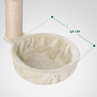 HAPPYPET Універсальна XL лежанка для котів на дряпаку, Ø40 см, велика спальна корзина, міцний металевий каркас, 440 г плюшу, знімна, витримує до 15 кг, кремова