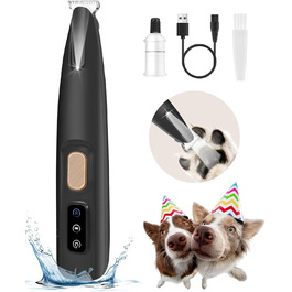 Триммер для собак та котів Pfotentrimmer з LED-підсвічуванням, 18 мм, тихий (35 дБ), водонепроникний, акумуляторний, для догляду за лапами, вухами, обличчям та хвостом (чорний)