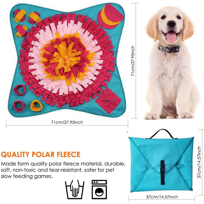 Килимок для собак Emwel для носових ігор, миючий, пазл-іграшка, великий, середній, цуценята, червоний