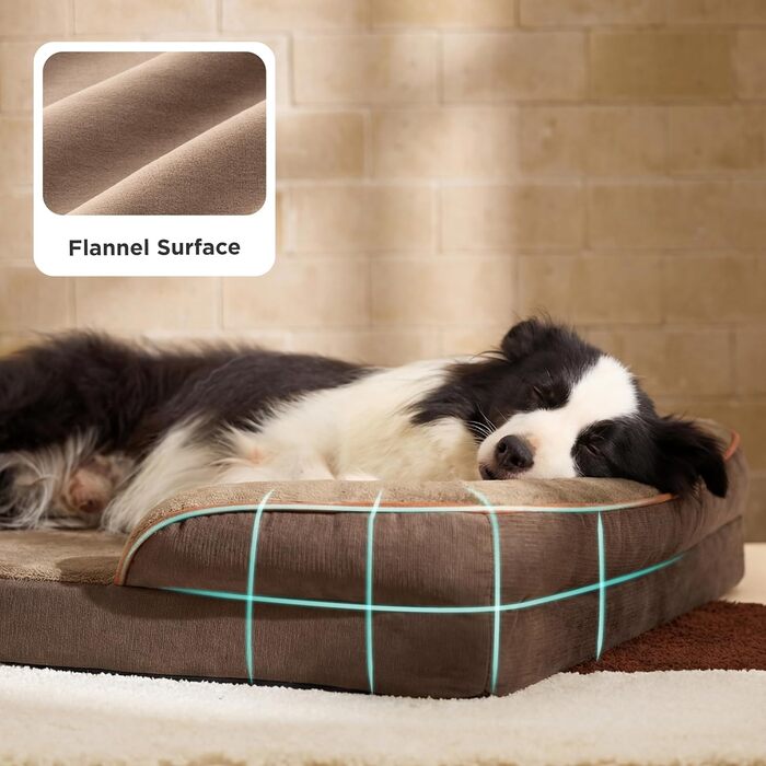 Ортопедичне ліжко для собак BEDSURE - 106x80 см. М'яке ліжко-софа для великих собак з ефектом пам'яті, антиковзаюче, миється