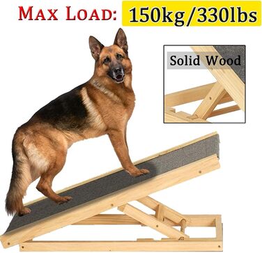 Рампа для тварин з масивного дерева, регульована висота, антиковзаючий килимок. Підходить для собак, котів, кроликів, авто, ліжка, дивану та SUV
