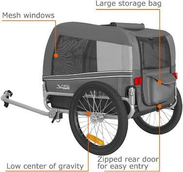 Tiggo VS Pets M: Причеп для собак, велосипедний, сірий