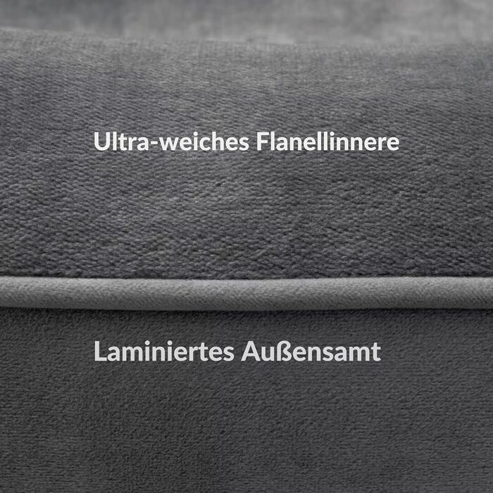 Ортопедичне ліжко для собак середніх та великих порід CORTESPETS® - диван для собак, знімний та пральний чохол, високі бортики, м'яке ліжко з Memory Foam, вологостійке, сірого кольору, 90 x 64 x 17 см