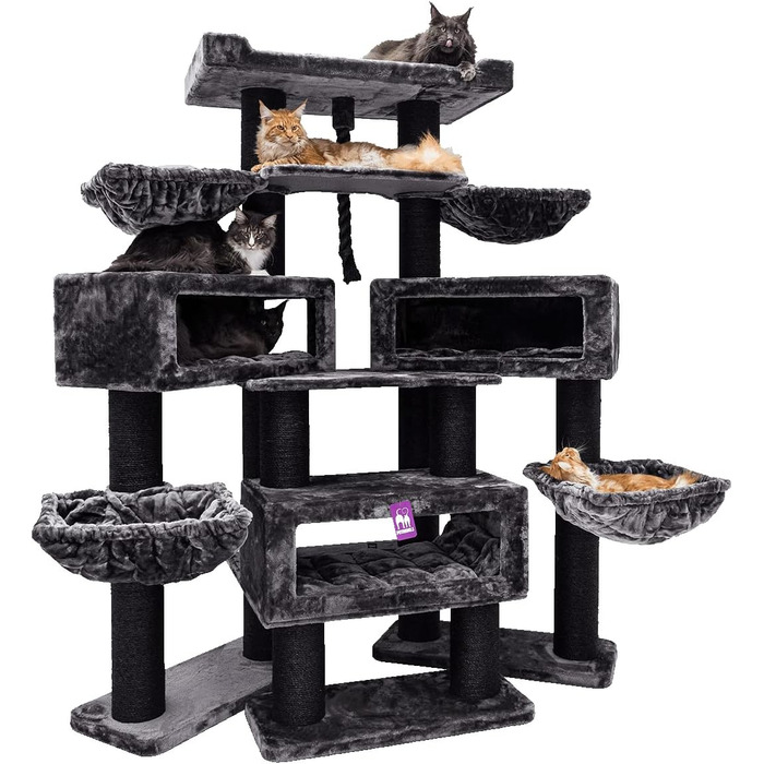 Дряпка для котів Petrebels Maine Coon XXL Alley 200 см, преміум, для великих котів, чорна