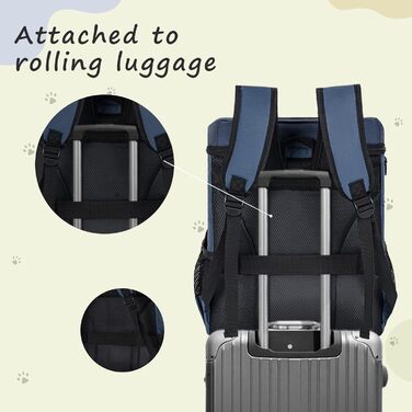 ANILD Рюкзак-переноска для собак, рюкзак для подорожей з собакою, TSA-сертифікований, з 2 мисками та органайзером, для походів та кемпінгу (Темно-синій)