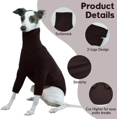 Пуловер з коміром-стійкою для гончаків, теплий зимовий одяг, куртка для гончаків, одяг для собак середнього розміру, теплий пуловер для собак (M, Коричневий)