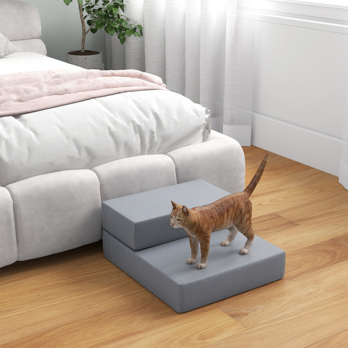 PawHut Pet Stairs Pet Pad 2 сходинки Складні сходи для собак Сходи для кішок і собак сірий L45 x W39 x H20 см | Аосом