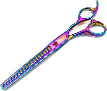 Професійна витончена ножиця для грумінгу собак 7 дюймів, з японської сталі 440C, фіолетового кольору. Зменшує товщину шерсті на 30-60%.