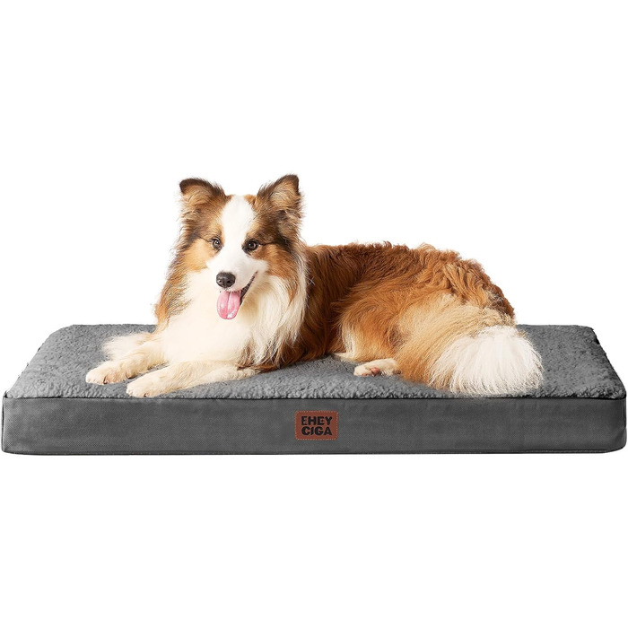 Ортопедичне ліжко для собак великих порід EHEYCIGA XL 104x68x9 см, м'яке, миється, сіре