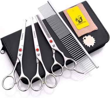 Набір професійних ножиць для грумінгу тварин, нержавіюча сталь, 6.0 дюймів, 6.5 дюймів, вигнуті ножиці, безпечні закруглені кінчики