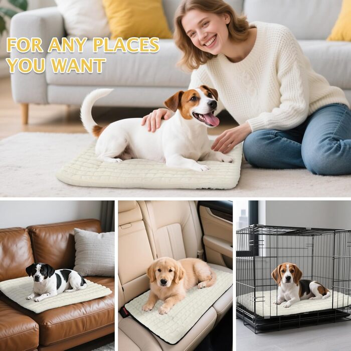 М'яке ортопедичне ліжко для собак BVAGSS, 90x60 см, біле. Лежанка для собак, зручна та тепла, з неслизьким дном.