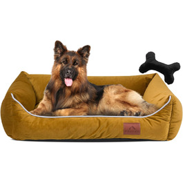 Жовте лежанка для собак XL (120 x 90 см) знімний чохол на блискавці | Лежанка для великих собак | Миється