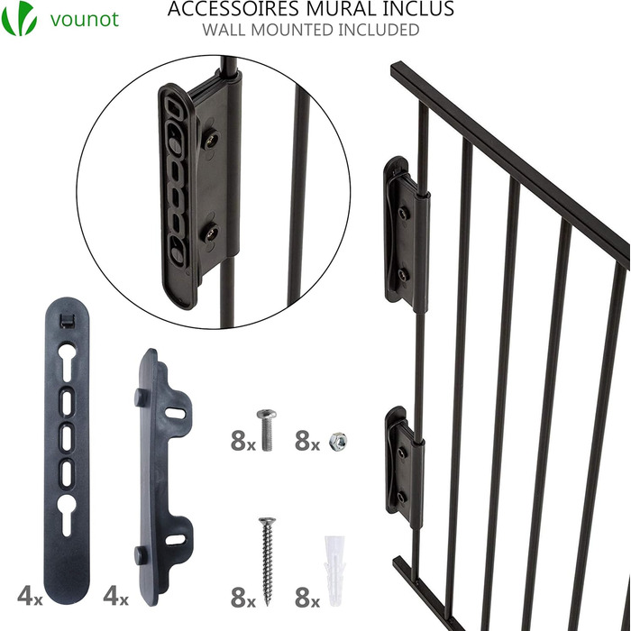 Захист для каміну Vounot: сітка металева, 5 елементів, з безпечними дверима, чорна, 300x75 см