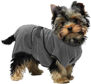 Рушник для собак Роя Dry Hundebademante – для собак середнього розміру, 60-68 см, мікрофібра, сірий (XS)