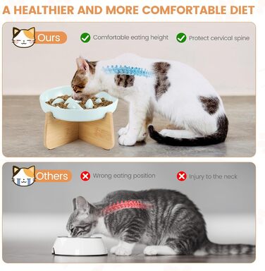 Миска для котів PETTOM Anti-Schling Napf, керамічна, піднята, для повільного годування, для котів та маленьких собак, білий настінний набір