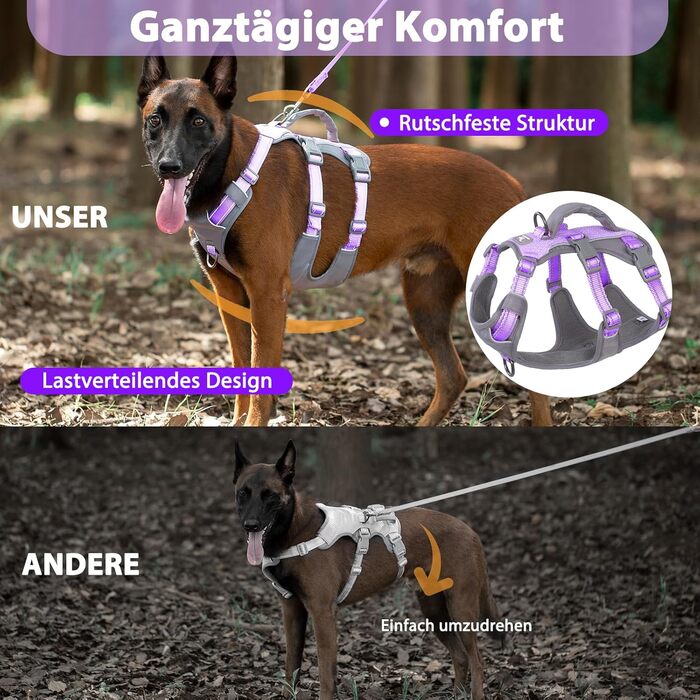 Шлейка Huntboo для собак - антистресова, з ручкою, для малеких, середніх та великих порід (S, M), лавандова