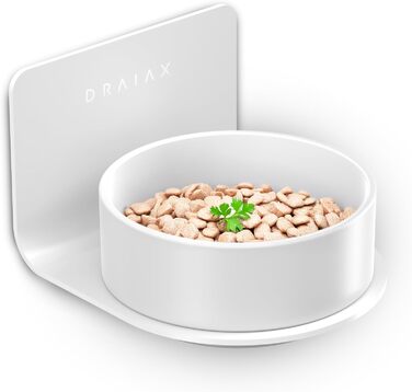 Настінна годівниця для котів та собак Draiax ElegantFeed S - керамічний миска, білий колір