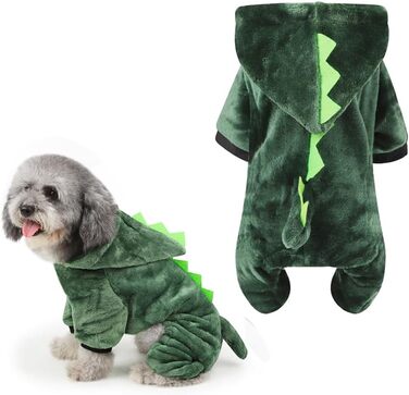 Костюм для собак FRCOLOR (зелений, L) - 3 шт. Динозавр, теплий матеріал, для свят та фотосесій