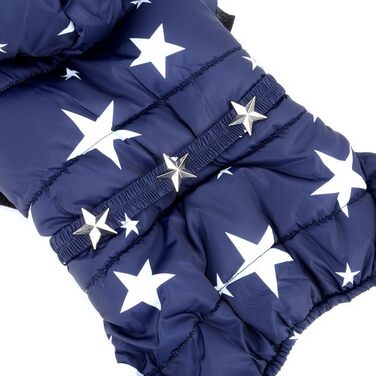 Зуена зимовий теплий костюм для собак з капюшоном, флісовою підкладкою та зірковим поясом. Водонепроникний костюм для собак, теплий одяг для собак, капюшони, комбінезони для котів, цуценят, чихуахуа. Колір: синій, розмір L (спина: 30см; груди: 42см)