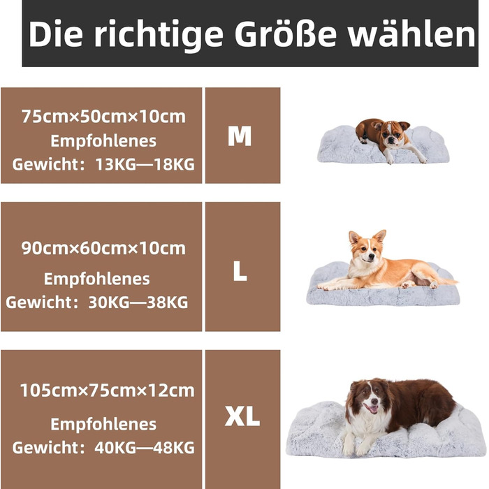 М'яка подушка для собак середніх порід, сірого кольору, 75x50x10 см, з неслизьким покриттям, знімна та пральна