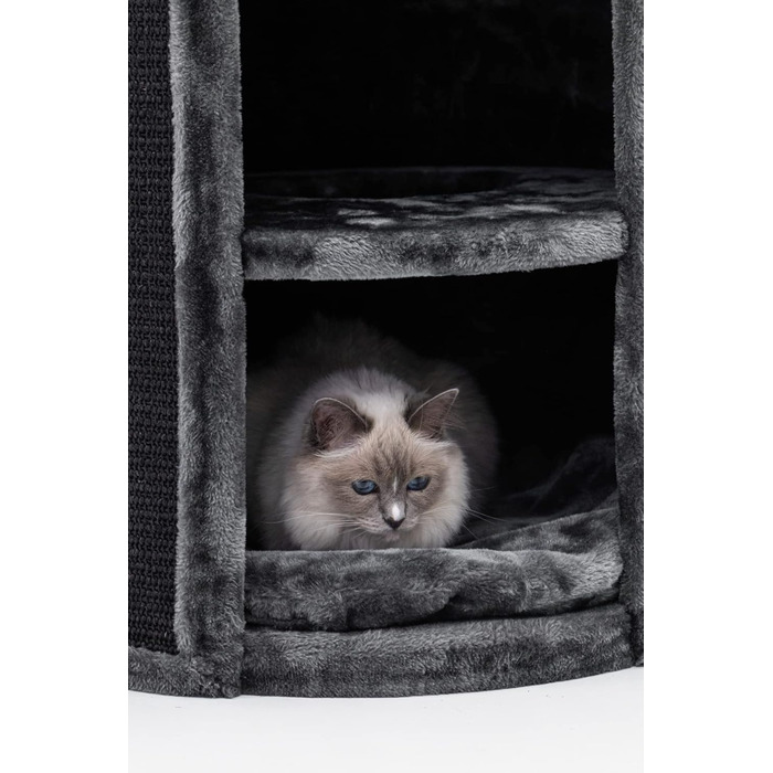 Когтеточка-бочка Petrebels Superdome XXL 120 см, преміум, для великих котів, чорна, діаметр 50 см, підвищена стійкість, дизайнерська