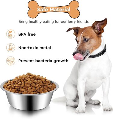 Набір мисок для собак з нержавіючої сталі, 6 шт. Великі, середні та малі миски для корму та води для собак, 900 мл, складані
