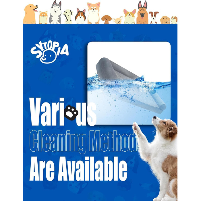 Ортопедичне ліжко для собак Sytopia, великий розмір, 107x76 см, сіре, знімний водонепроникний чохол, неслизьке дно, міцний матрац